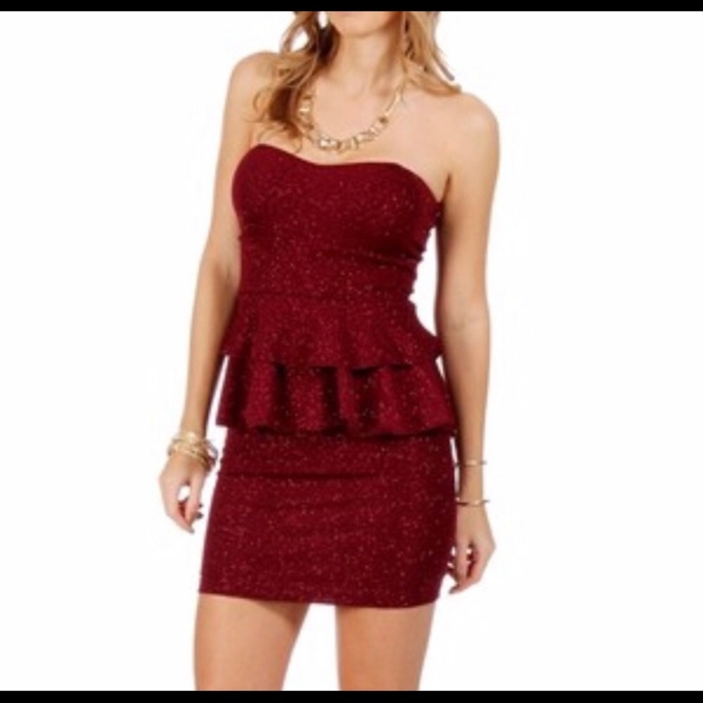 Shimmering Peplum Mini-Dress